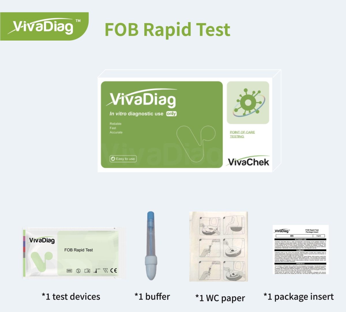 Okultné krvácanie (FOB) test - VivaDiag - 1ks